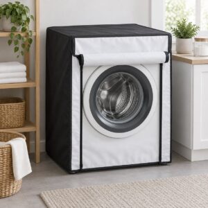 Generic black-and-white front-load washer-cover category image. AI-generated illustration; not the exact retail product.