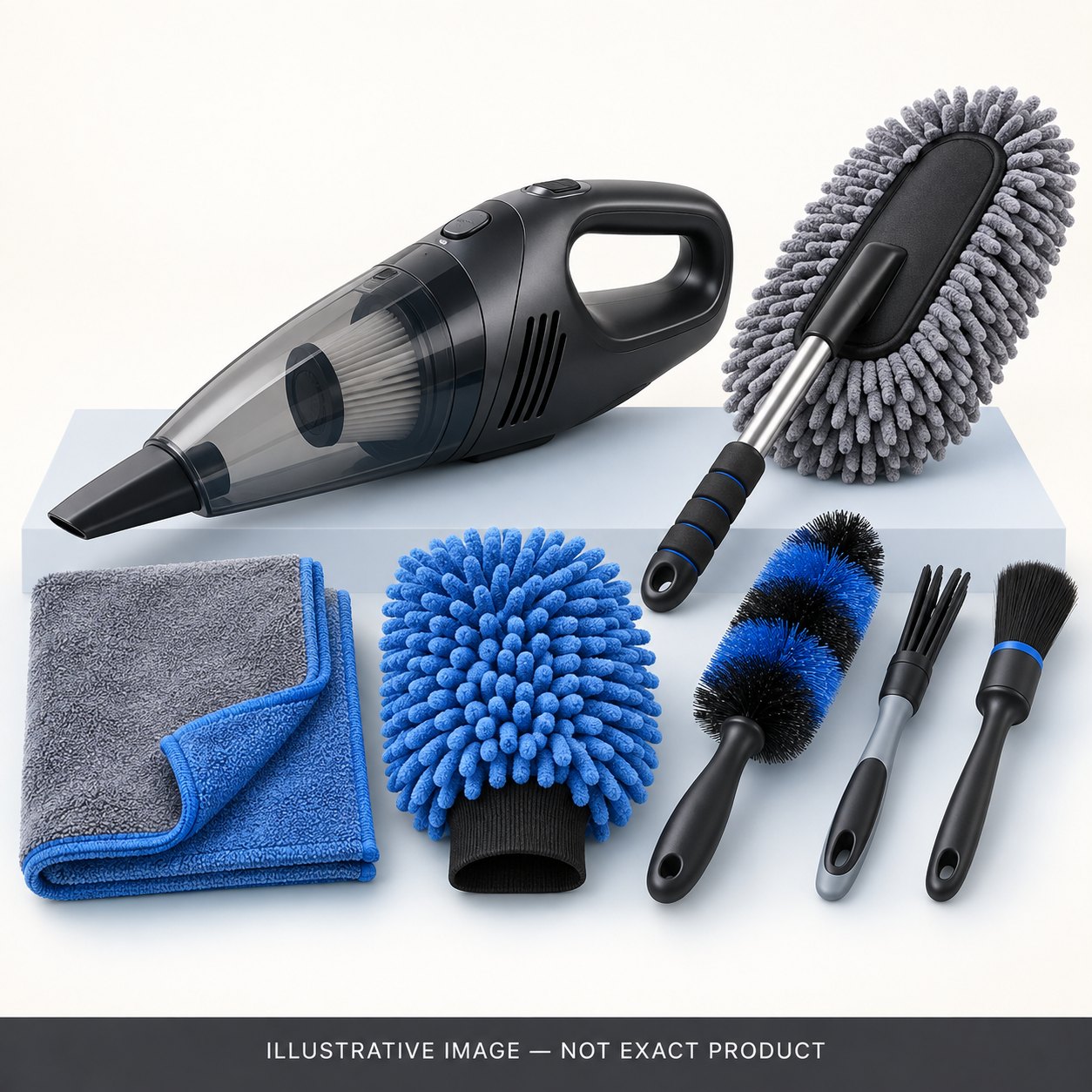 Illustrative car-cleaning tools and detailing brushes; not the exact Amazon product